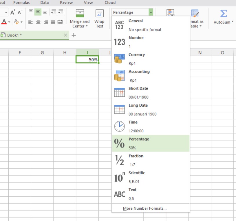 Cara Menghitung Persentase Excel